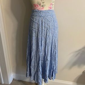 Pale Blue White Floral Spring Skirt
